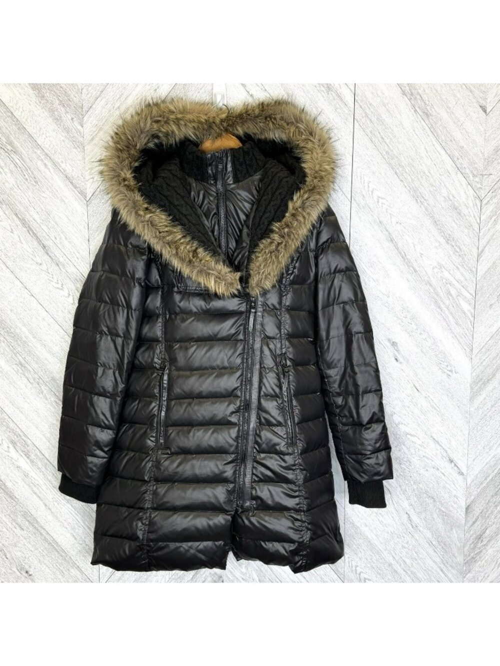 Rudsak Atelier Noir Caroline Mid Length Down Puffer Coat Parka Black Women Large